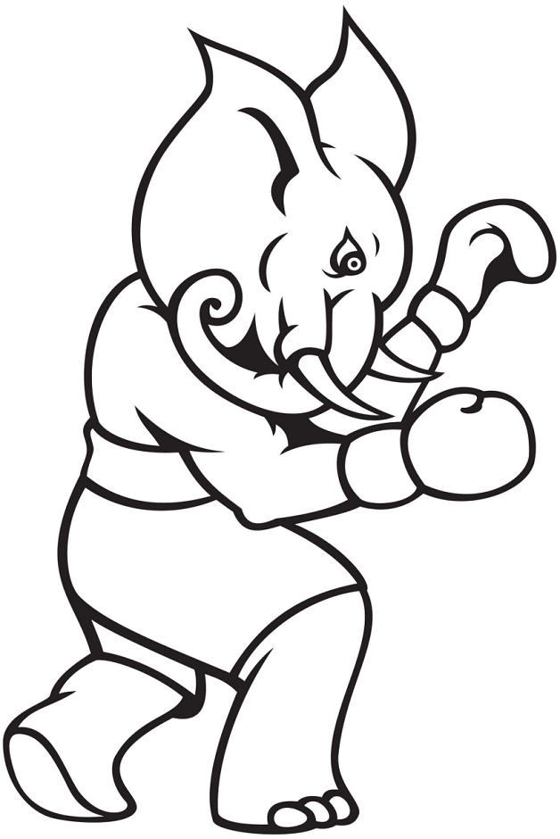Dibujo de Elefante de Boxeo para Colorear