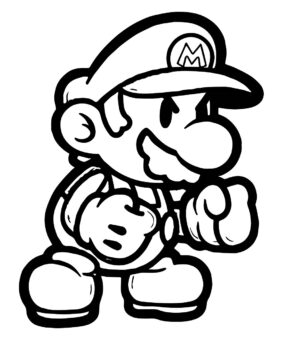 Dibujo de Mario Patear Boxeo para Colorear