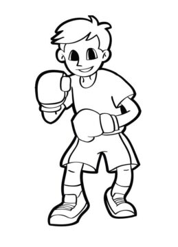 Dibujo de Un niño Llevando Guantes de Boxeo para Colorear