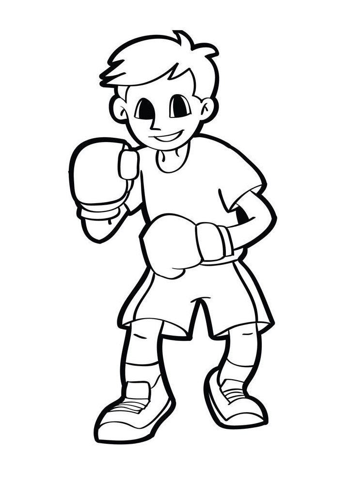 Dibujo de Un niño Llevando Guantes de Boxeo para Colorear