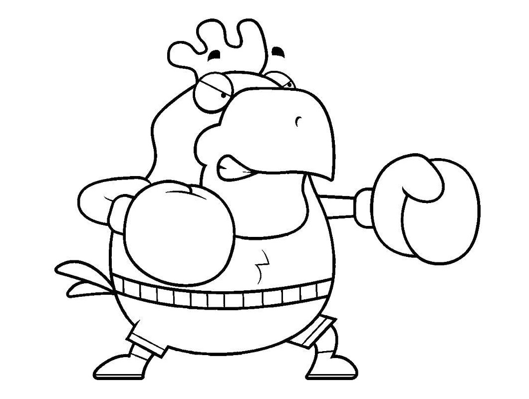Dibujo de Un Pollo de Patear Boxeo para Colorear