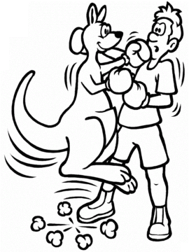 Dibujo de Un Tipo Peleando con un Canguro para Colorear