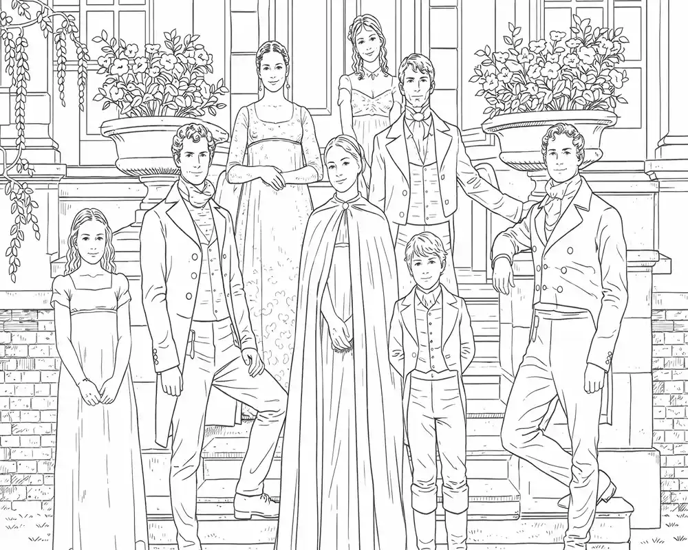 Dibujo de Bridgerton Noble Family página para Colorear