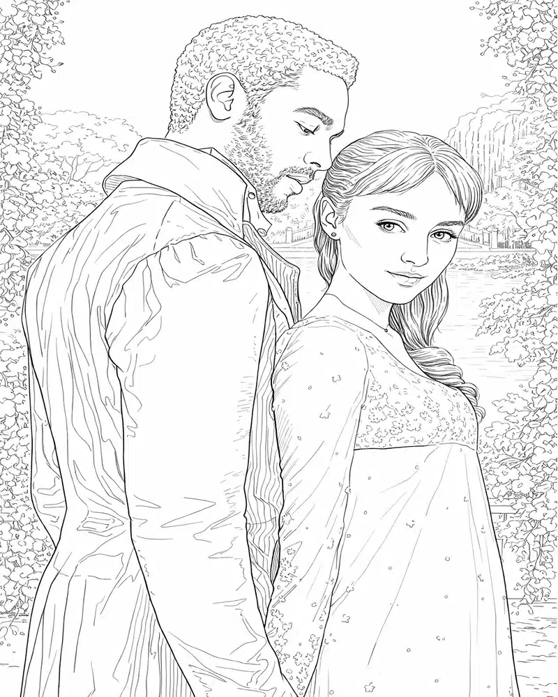 Dibujo de Daphne And Simon Garden Romance páginas para Colorear