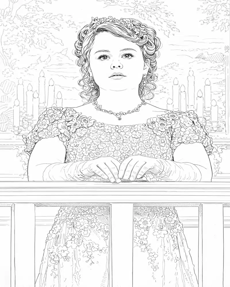 Dibujo de Penelope Featherington At The Balustrade páginas para Colorear