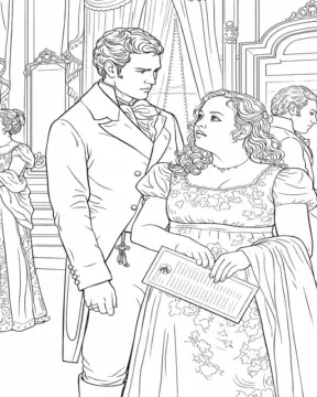 Dibujo de Regency Love Confession Scene página para Colorear