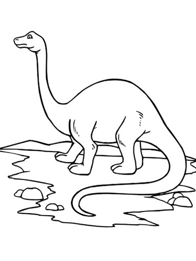 Dibujo de Brontosaurio en el Agua para Colorear