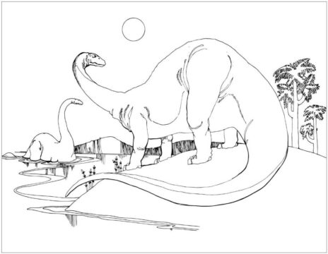 Dibujo de Dos Brontosaurios para Colorear