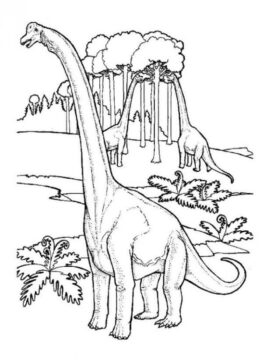 Dibujo de Tres Brontosaurios para Colorear