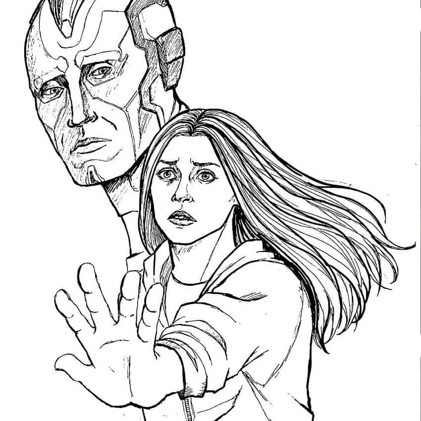 Dibujo de Wanda y visión para Colorear