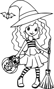 Dibujo de Bruja Hermosa Nia para Colorear