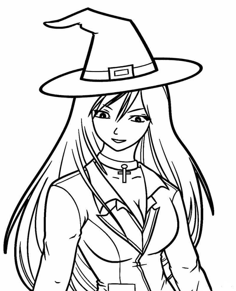 Dibujo de Bruja Nia Sonriente para Colorear