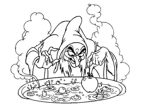 Dibujo de Bruja de Blancanieves para Colorear