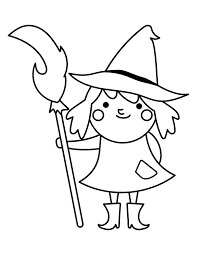 Dibujo de Linda Nia Bruja Sonriendo para Colorear