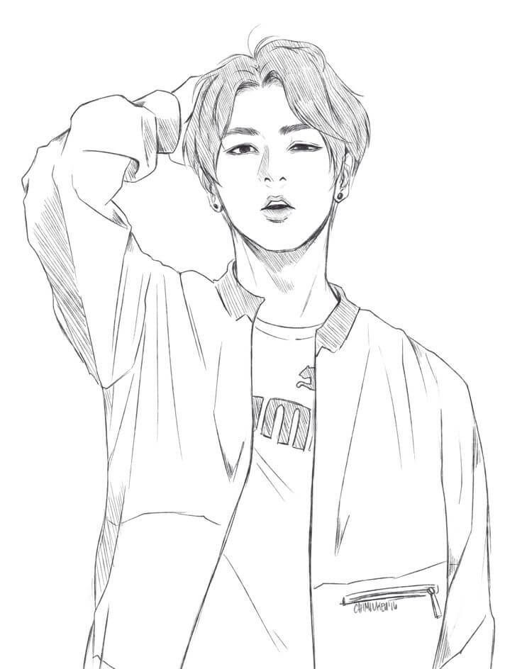 Dibujo de Bts Jungkook para Colorear