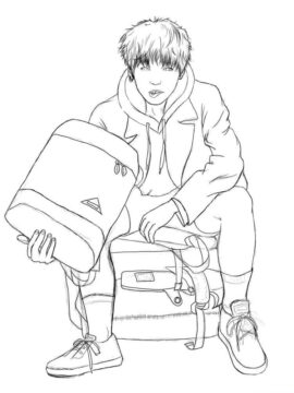 Dibujo de Bts Sentado para Colorear