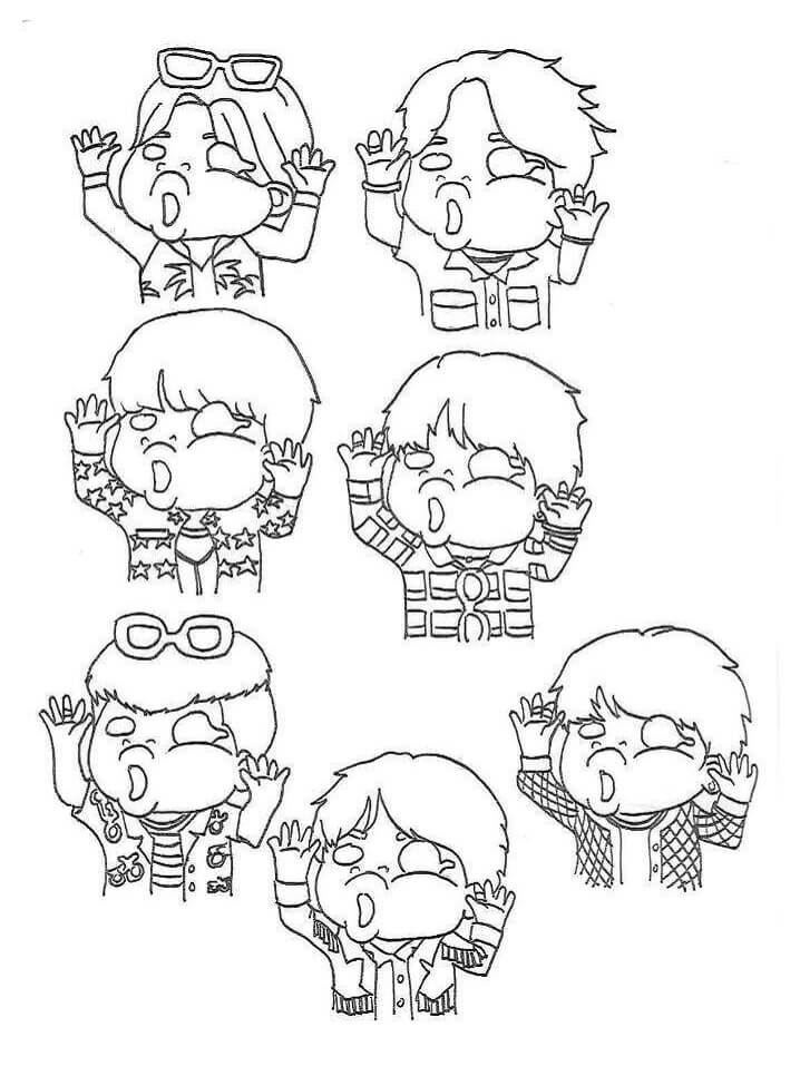 Dibujo de Divertido Chibi Bts para Colorear