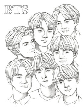 Dibujo de Rifa Divertida de Bts para Colorear