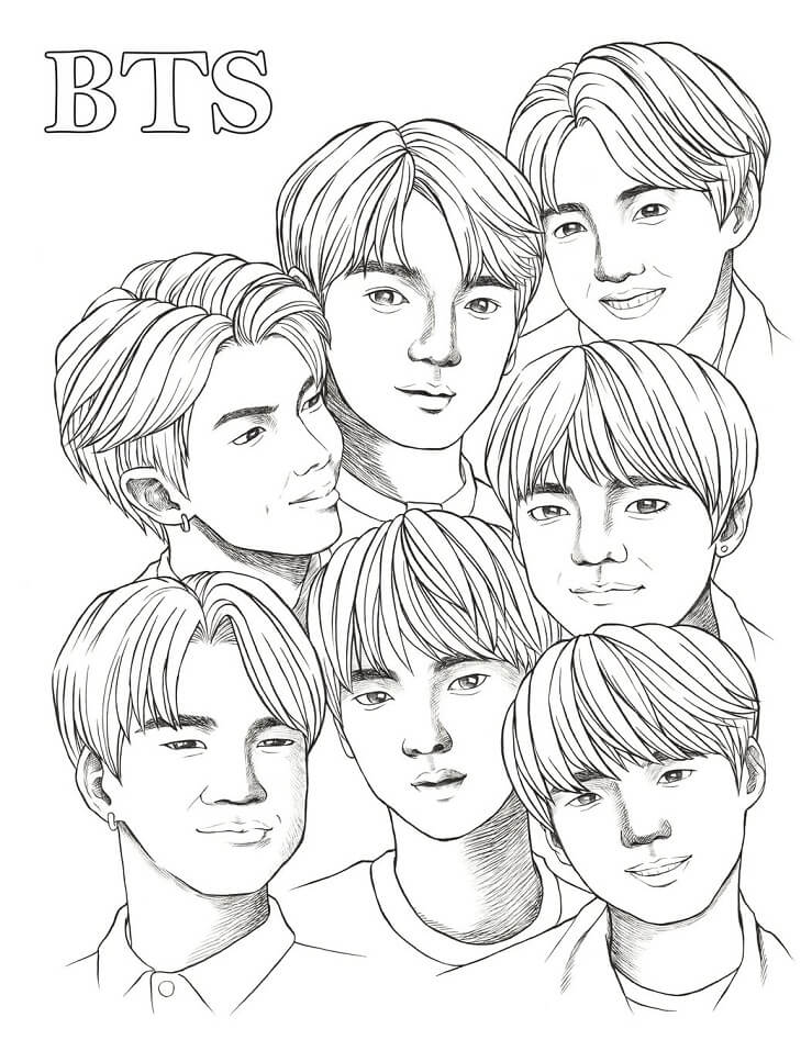 Dibujo de Rifa Divertida de Bts para Colorear