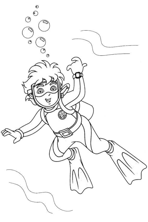 Dibujo de Buceo Divertido para Nios para Colorear