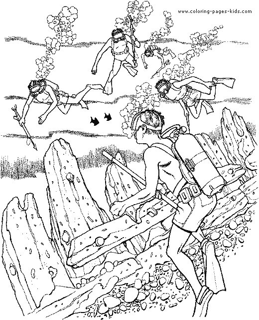 Dibujo de Cinco Personas Buceando para Colorear