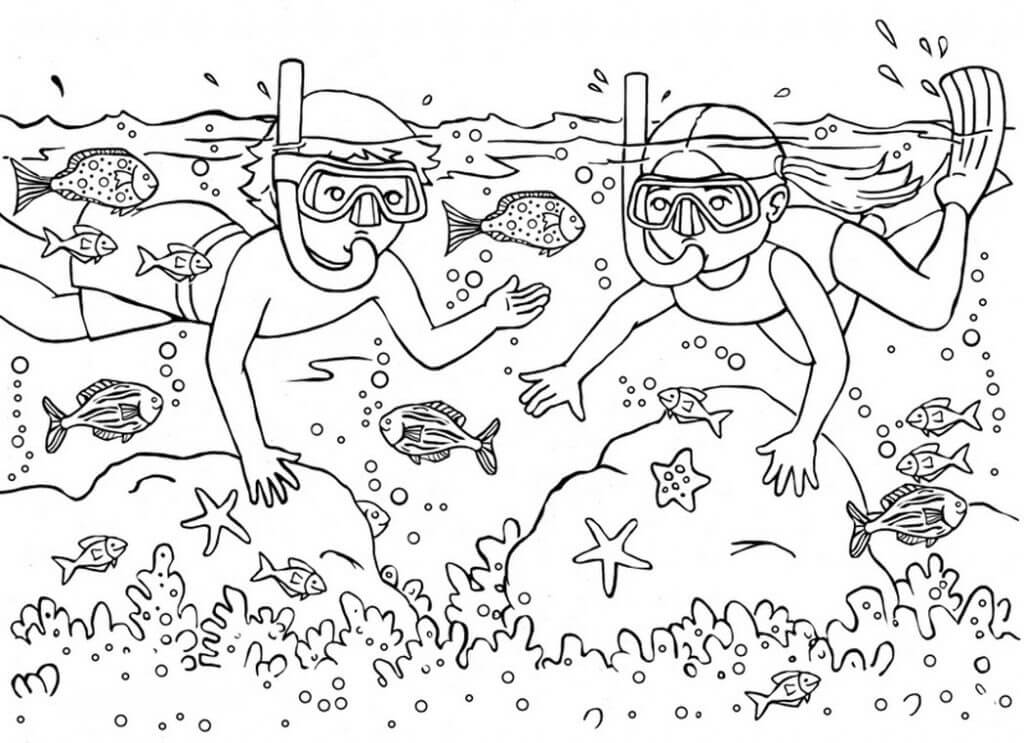 Dibujo de Dos Buceadores para Colorear