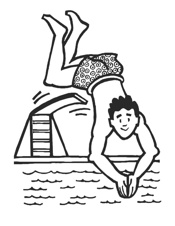 Dibujo de Hombre Buceo para Colorear