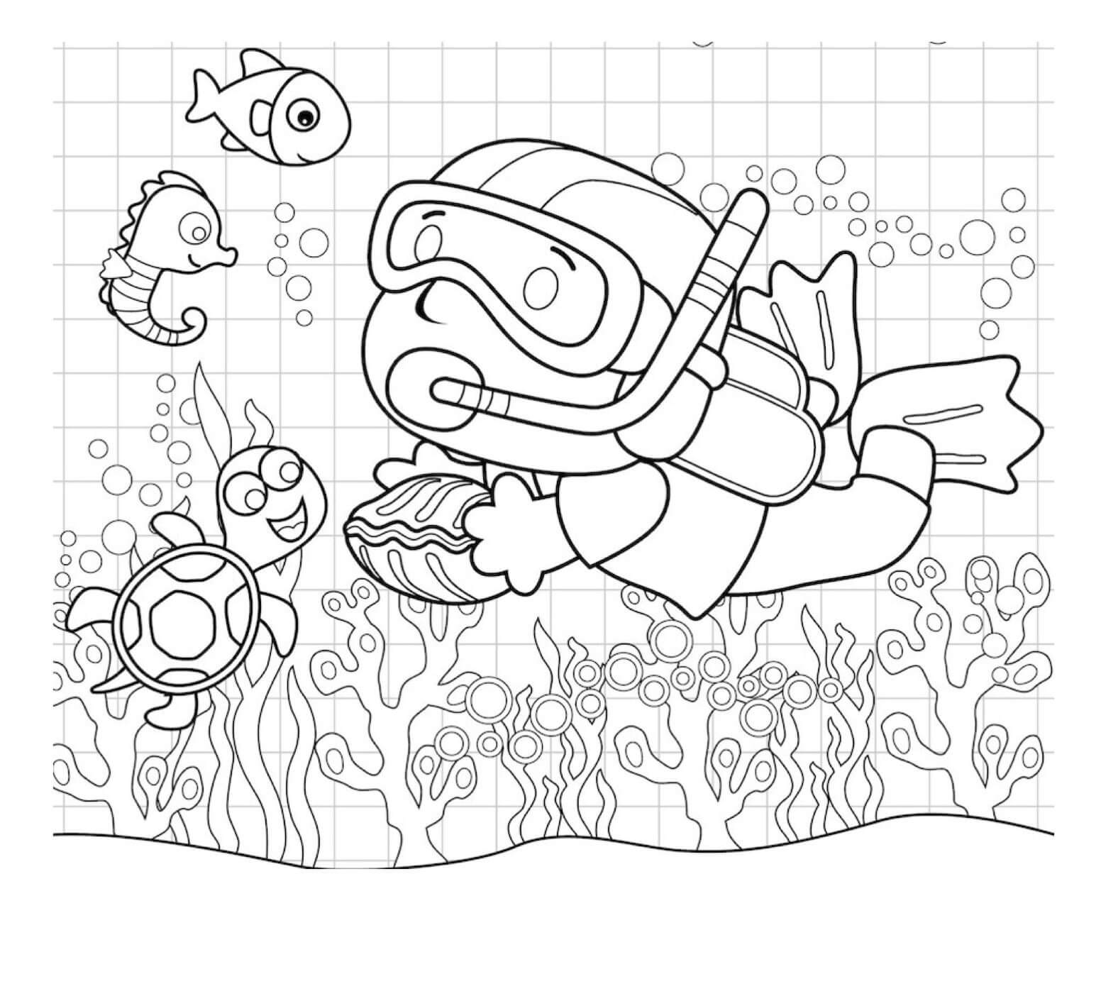 Dibujo de Pequeo Buceador para Colorear