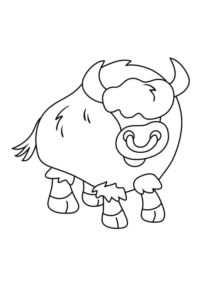 Dibujo de Bufalo de Dibujos Animados para Colorear