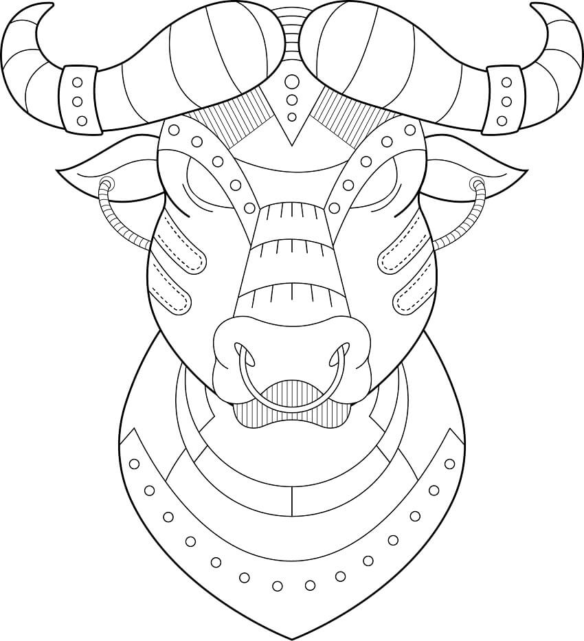Dibujo de Cabeza de Bufalo Steampunk para Colorear