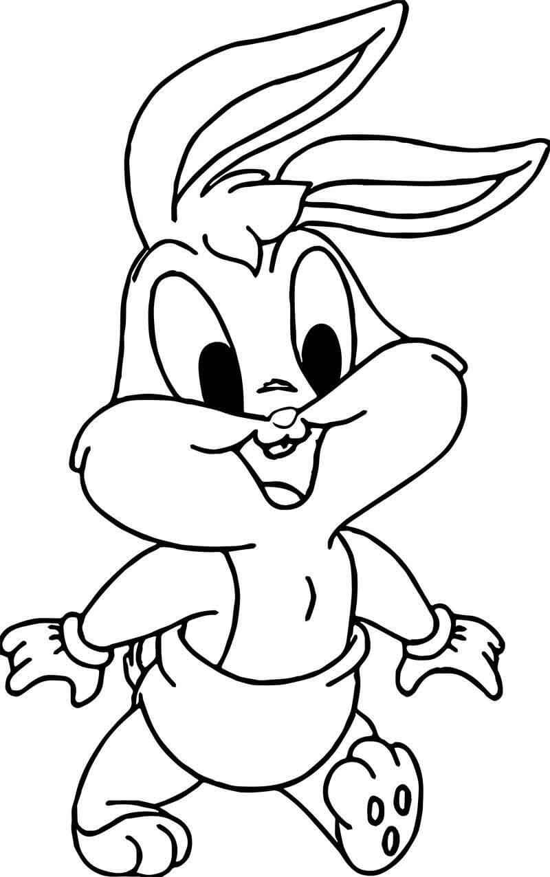 Dibujo de Beb Bugs Bunny Caminando para Colorear