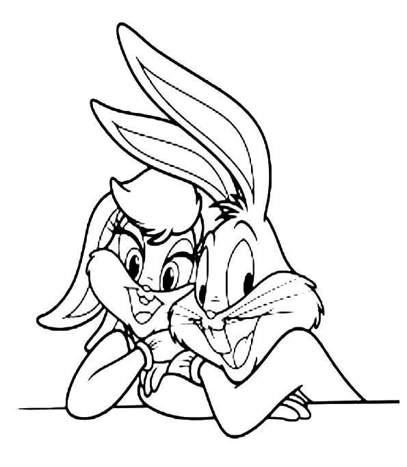 Dibujo de Beb Bugs Bunny con Lola para Colorear