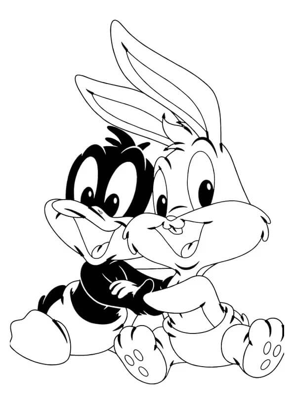 Dibujo de Beb Bugs Bunny y Amigo para Colorear