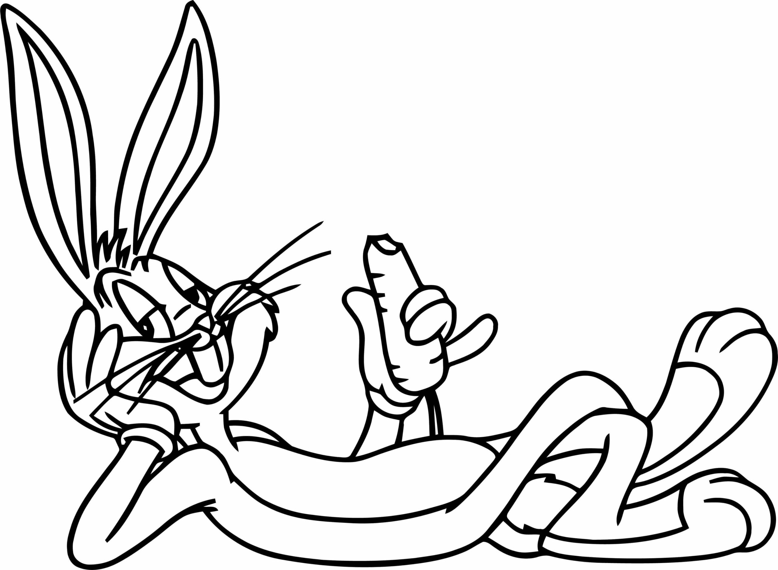 Dibujo de Bugs Bunny Comiendo Zanahoria Scaled para Colorear