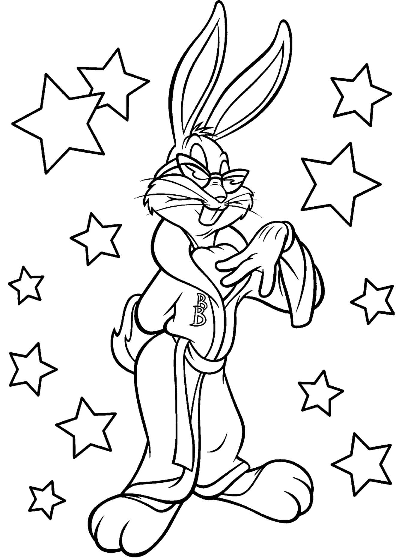 Dibujo de Bugs Bunny con Estrellas para Colorear
