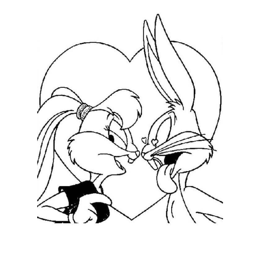 Dibujo de Bugs Bunny y Lola Amor para Colorear