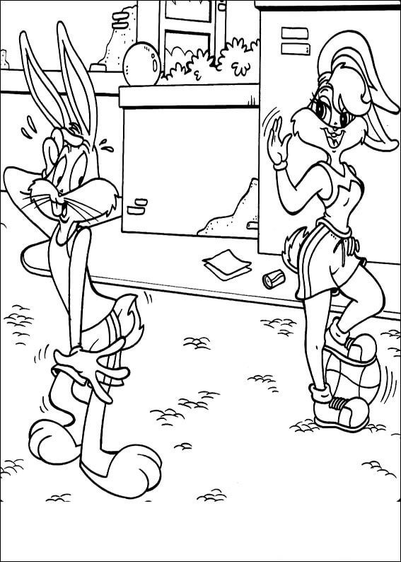 Dibujo de Bugs Bunny y Lola para Colorear