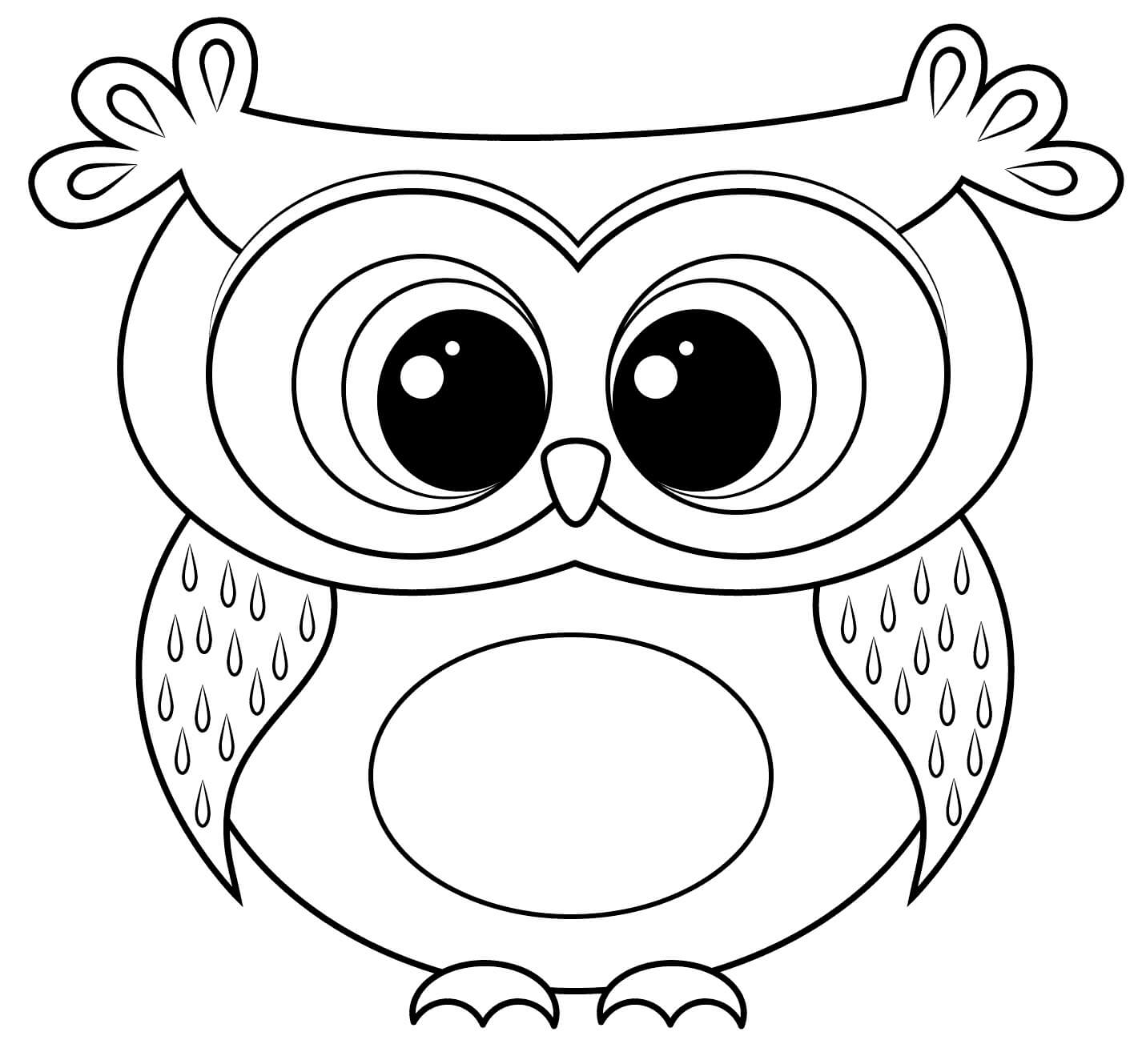 Dibujo de Búho Kawaii para Colorear