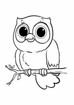 Dibujo de Lindo búho en Rama de árbol para Colorear