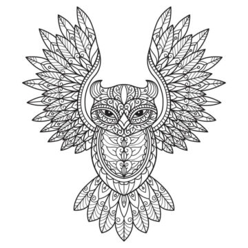 Dibujo de Mandala búho Volando para Colorear
