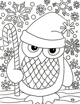 Dibujo de Papa Noel búho para Colorear