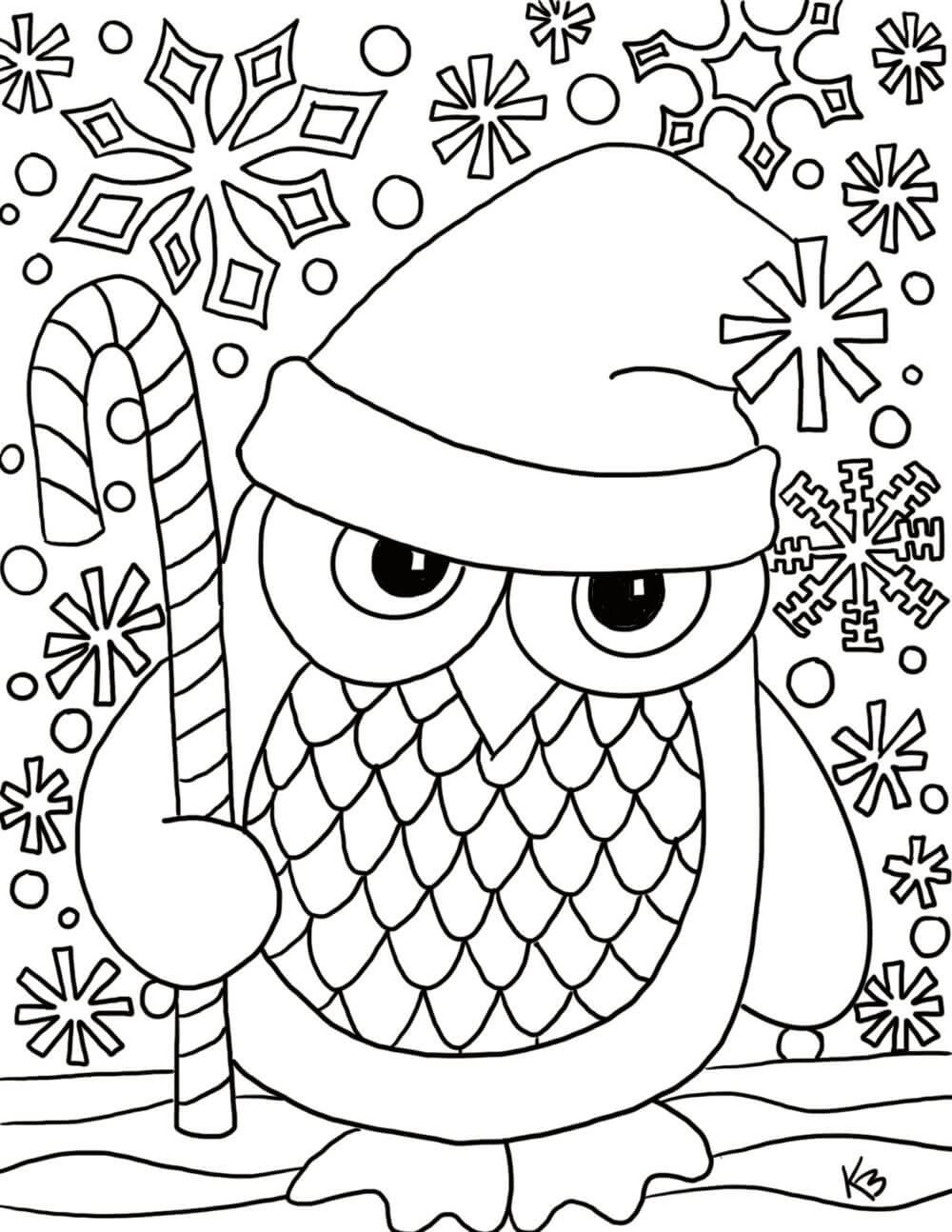 Dibujo de Papa Noel búho para Colorear