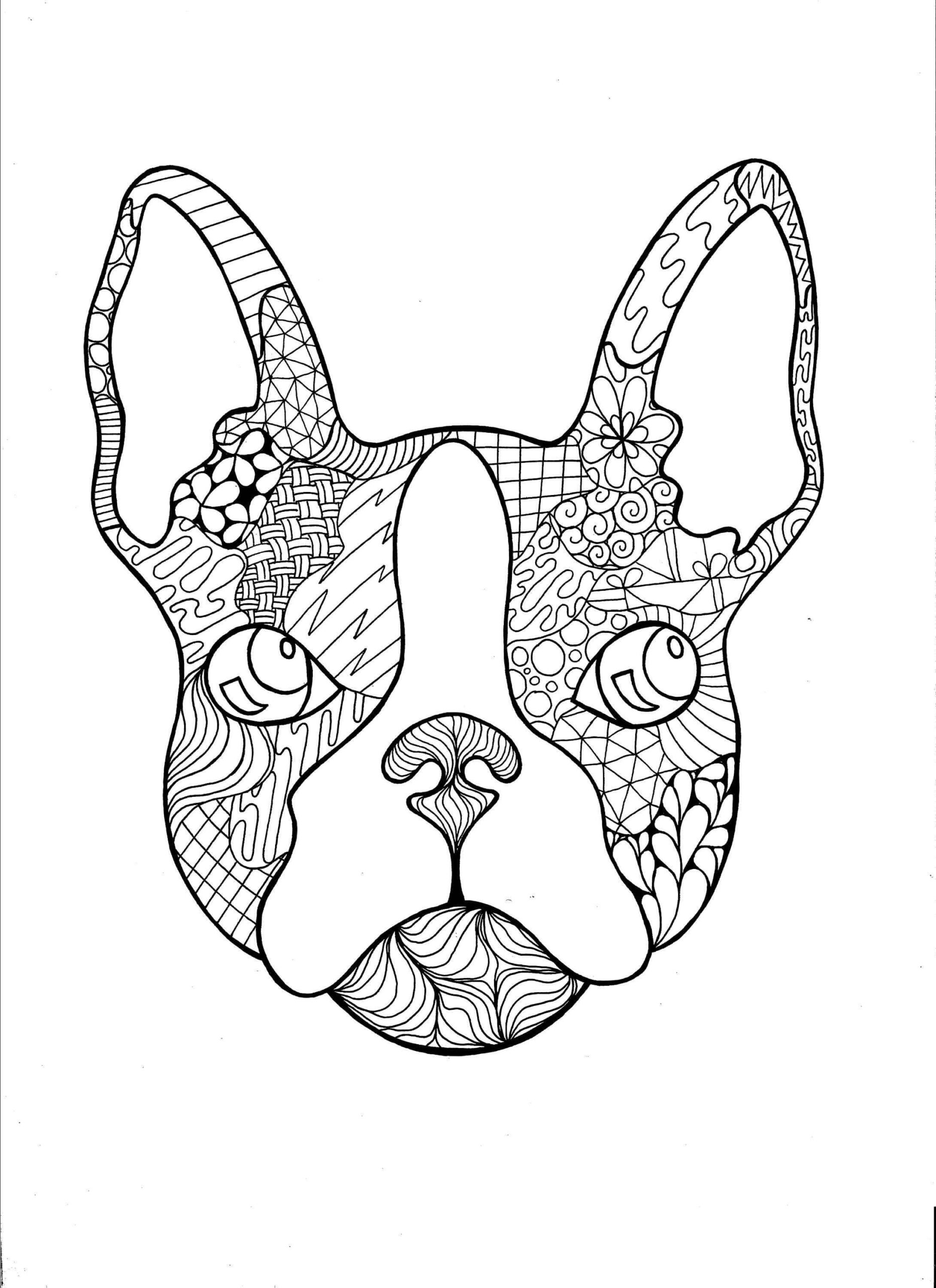 Dibujo de Bulldog Francs Zentangle Scaled para Colorear