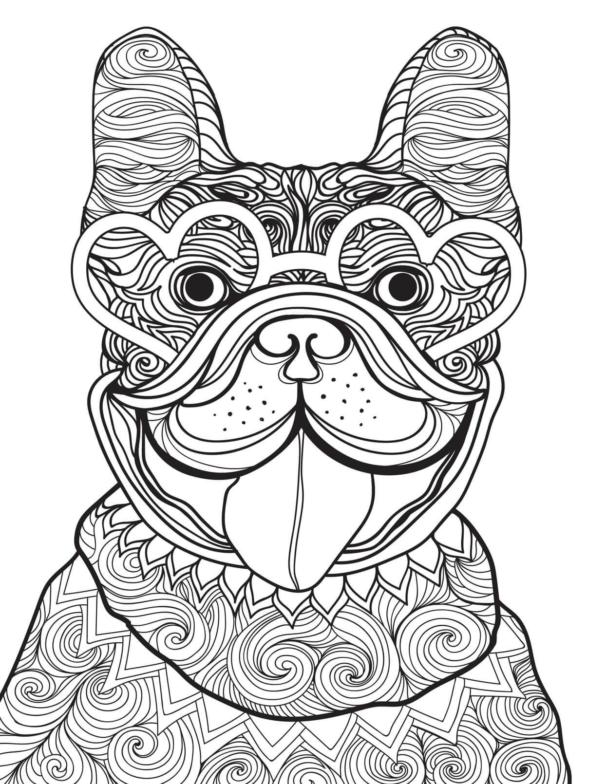 Dibujo de Cara Divertida de Bulldog para Colorear