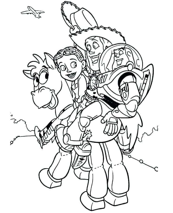 Dibujo de Diana con Jessie y Buzz para Colorear