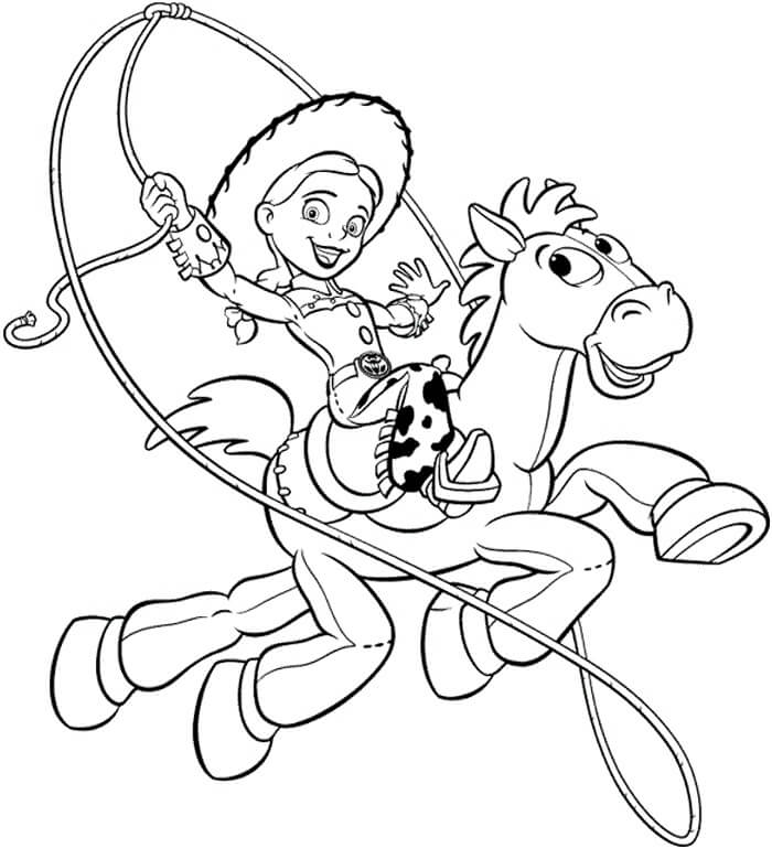 Dibujo de Jessie Montando Diana para Colorear