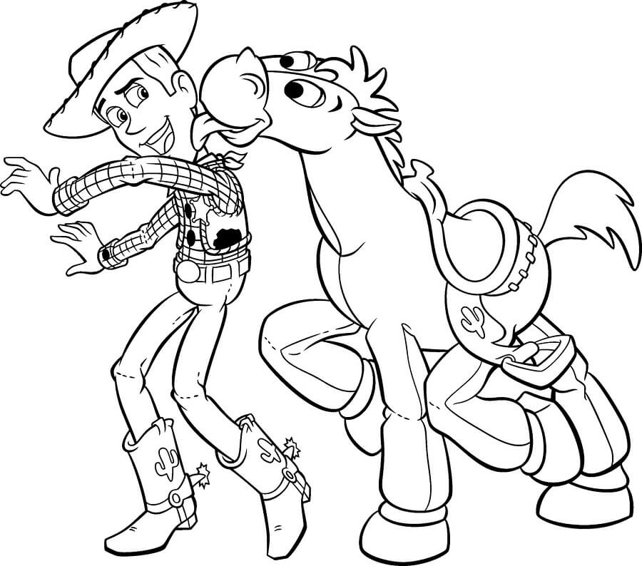 Dibujo de Woody y Bullseye para Colorear