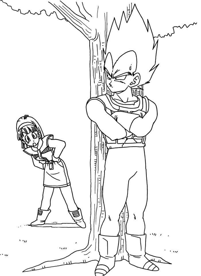 Dibujo de Vegeta y Bulma para Colorear