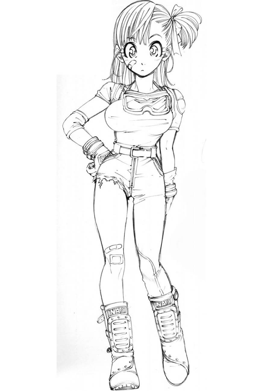 Dibujo de Bulma en Anime dragón Ball para Colorear