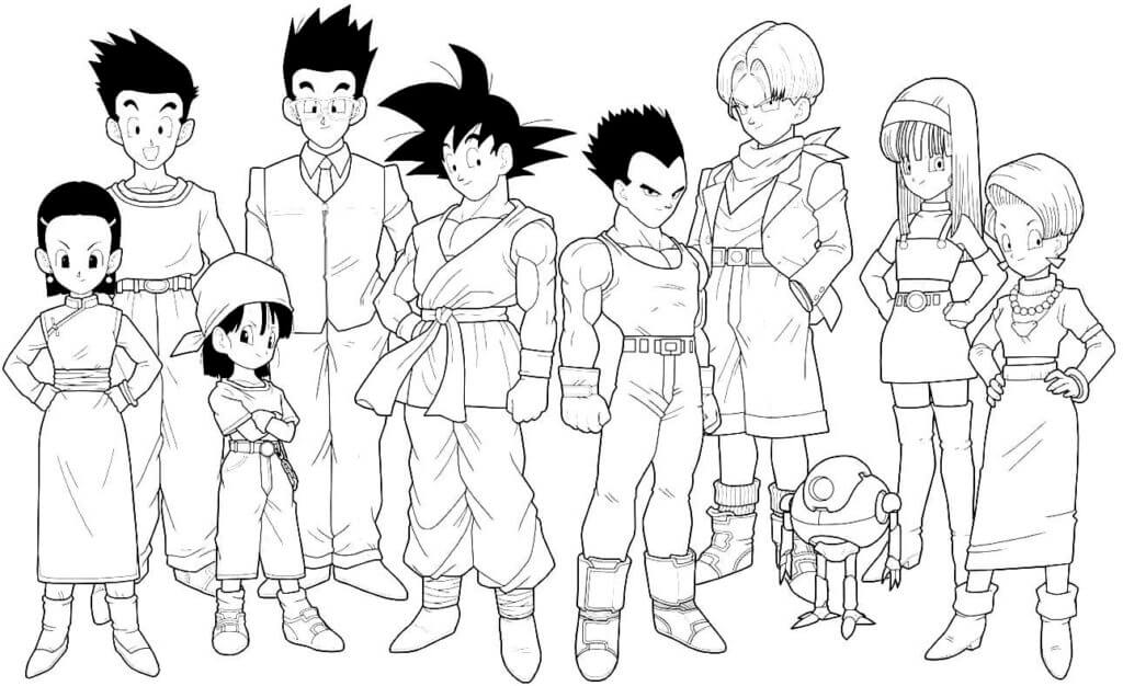 Dibujo de Bulma y el Personaje de dragón Ball Z para Colorear